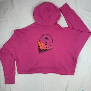 Adidas Peloton Pink Long Sleeve Cropped Pullover Hoodie Sweatshirt XL